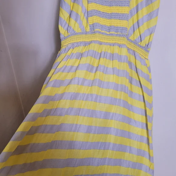 Anthropologie Lilka Yellow and Gray Striped Maxi Dress Medium - Picture 7 of 9